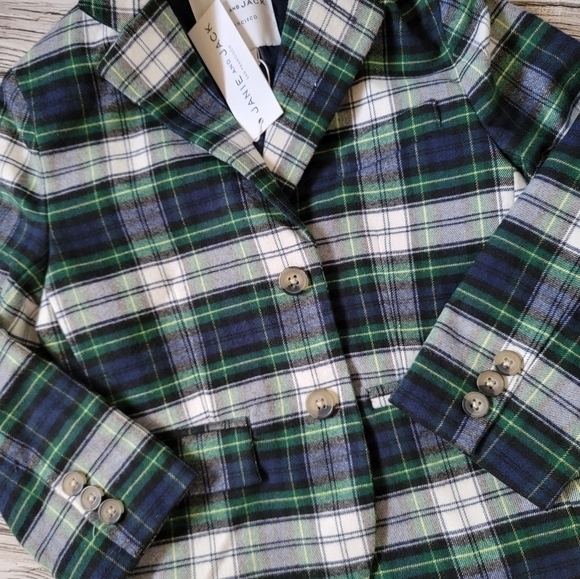 Janie and Jack Plaid Green Christmas Outfit NWT Rare Print 100% Wool - Picture 6 of 7